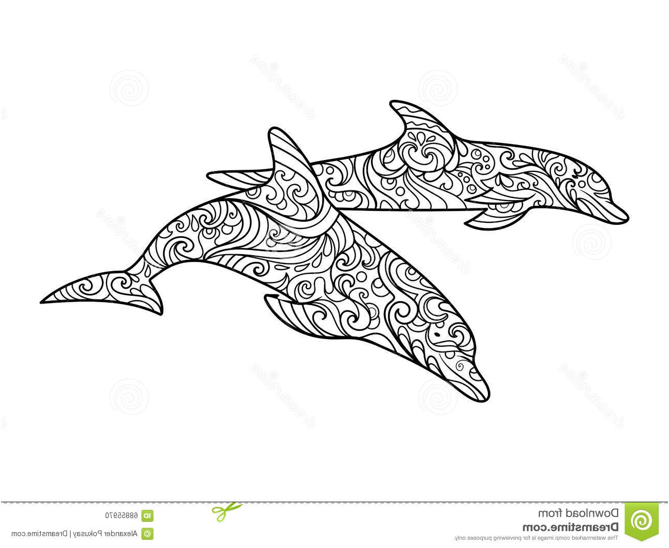 illustration stock livre coloriage dauphin vecteur d adultes image