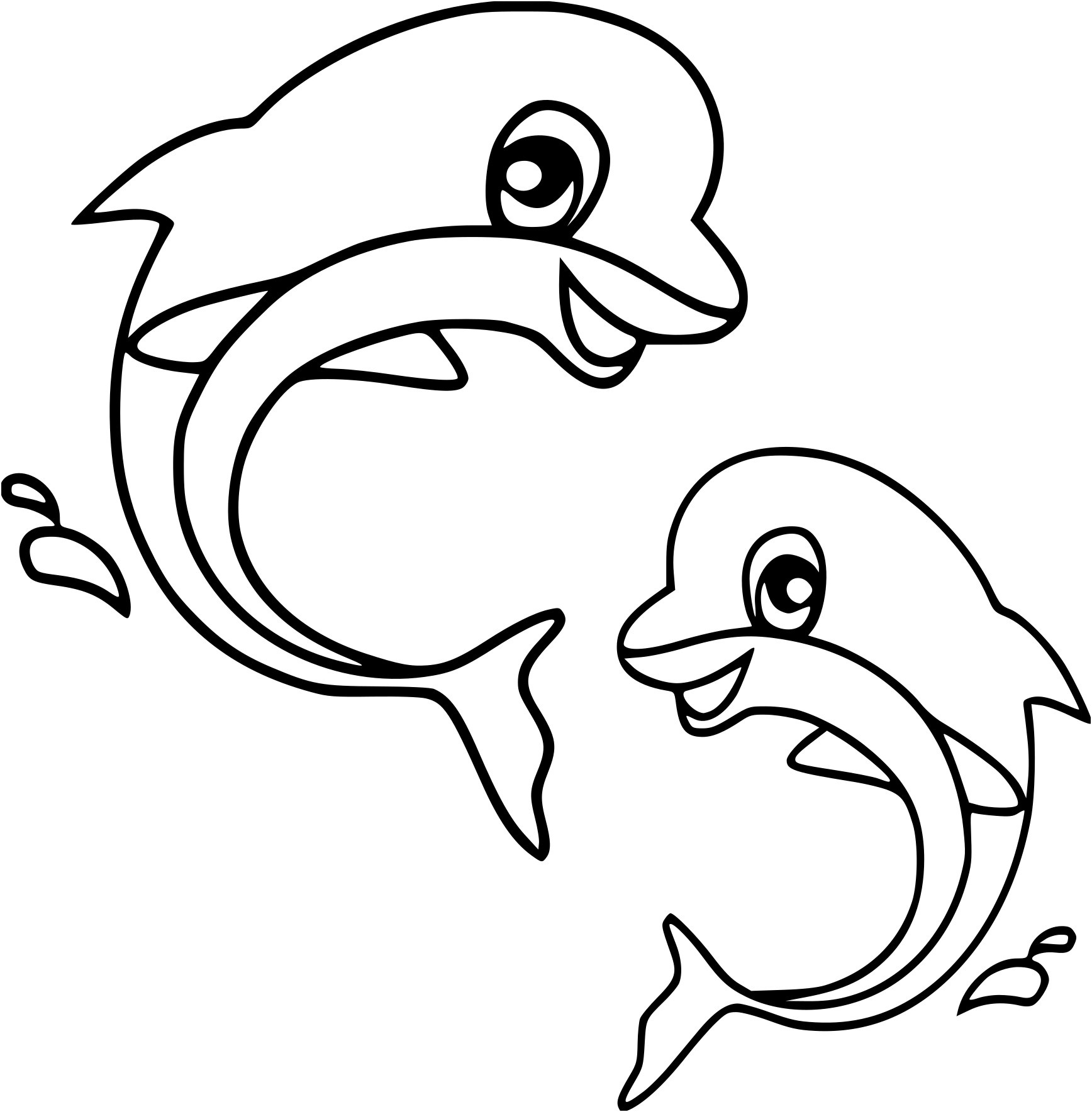 coloriage de dauphin et son bebe
