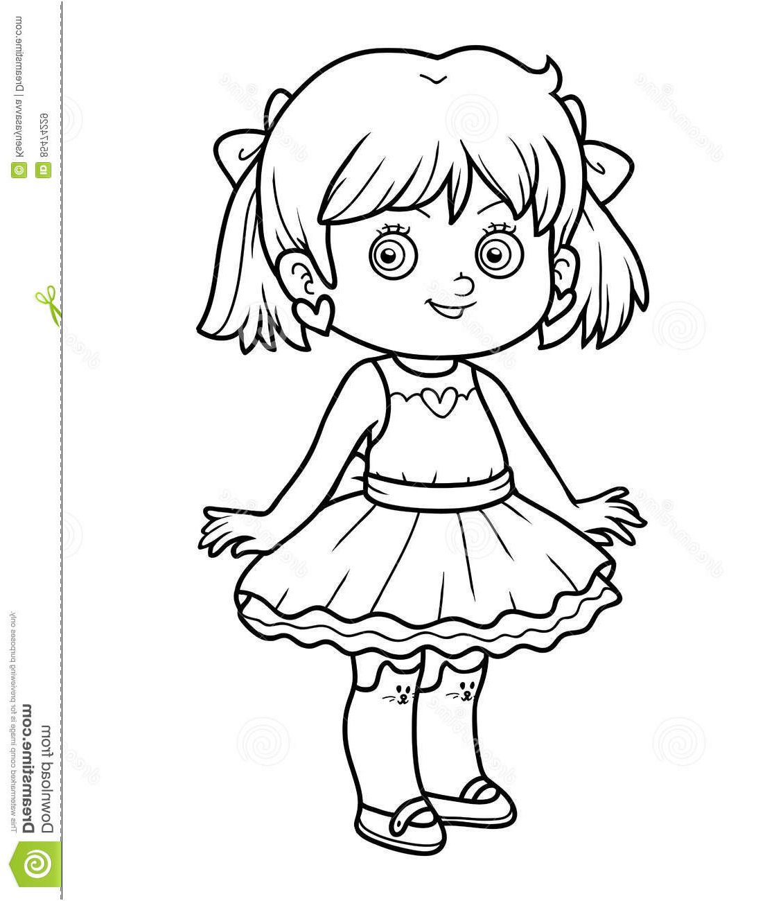 illustration stock livre de coloriage fille dans une robe image