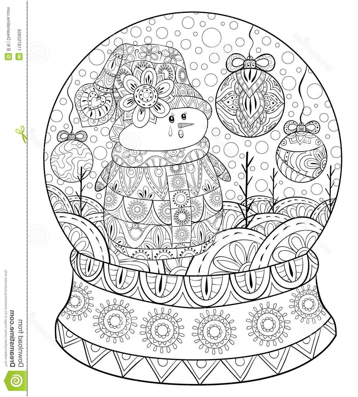 livre coloriage adulte paginent globe mignon noël des boules bonhomme neige décoration détente image