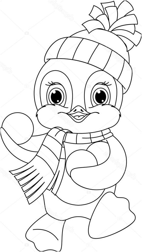 stock illustration penguin coloring page