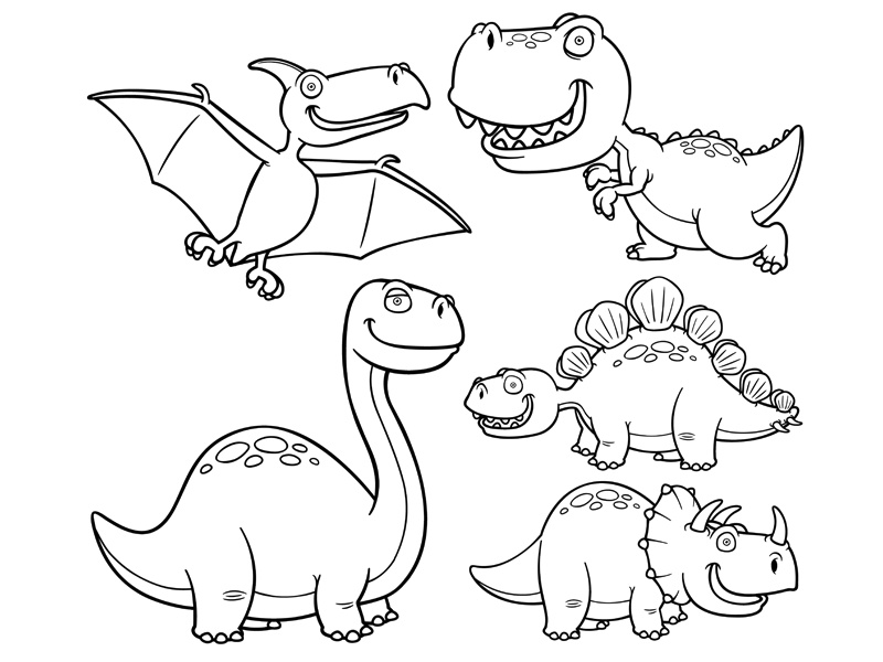 coloriage la bande de dinosaures
