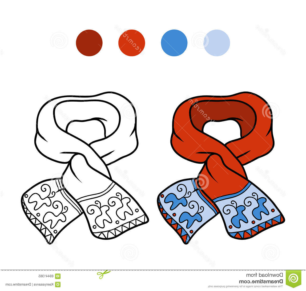illustration stock livre de coloriage pour des enfants écharpe tricotée d hiver avec l hiver orn image
