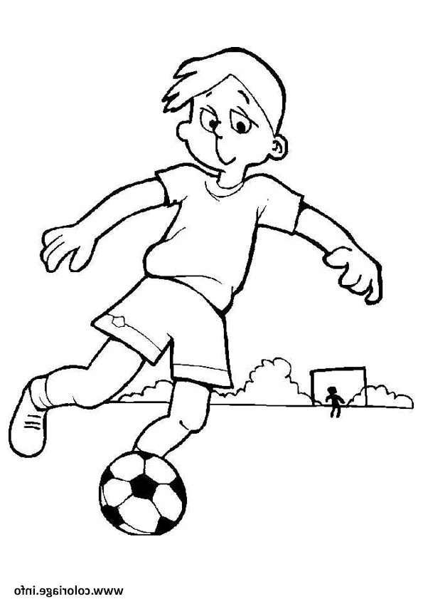 garcon 10 ans joue au foot coloriage dessin