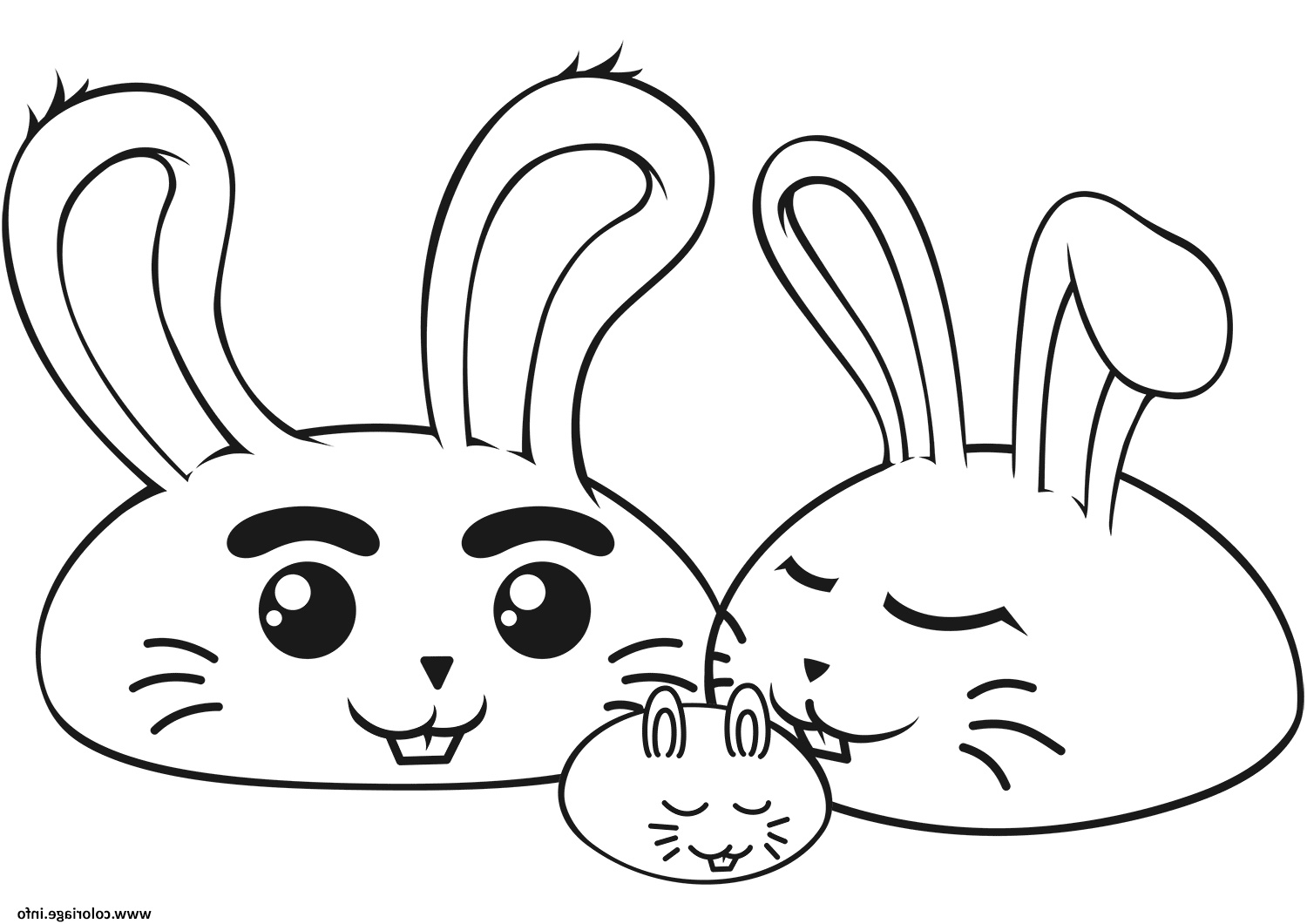 famille de lapin kawaii coloriage