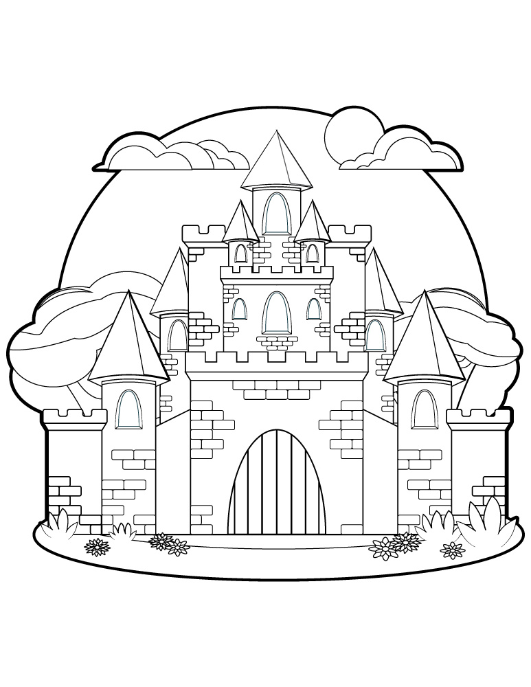 chateau de princesse dessin pour coloriage art therapie