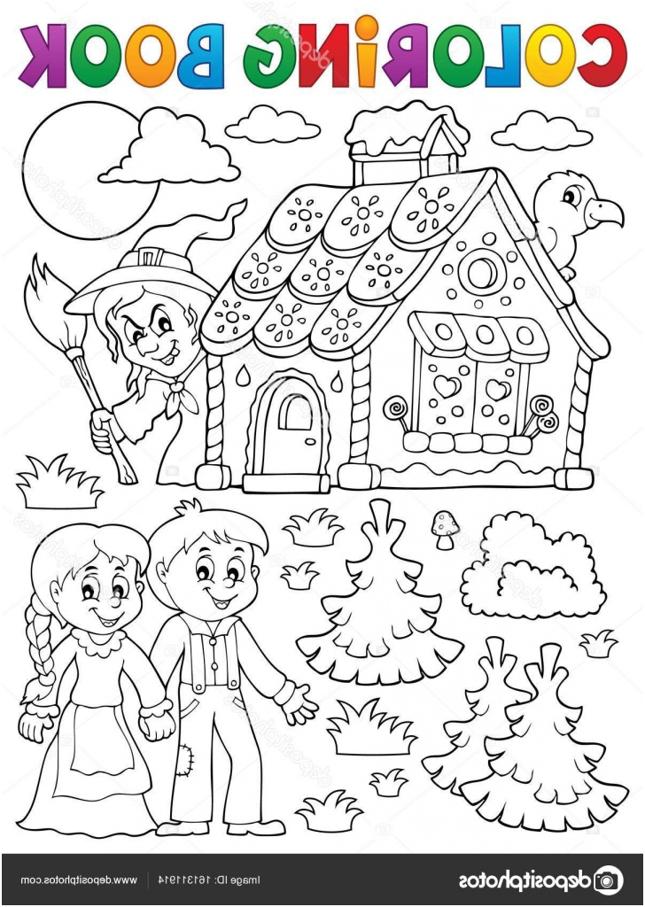 stock illustration coloring book hansel and gretel