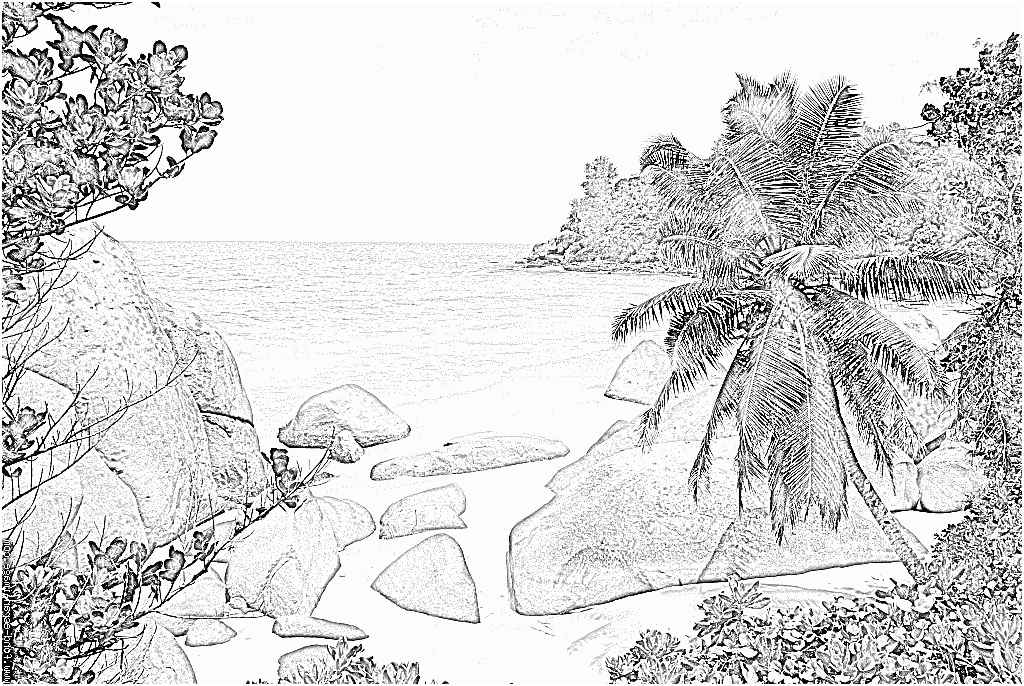 10 simple coloriage paysage plage gallery