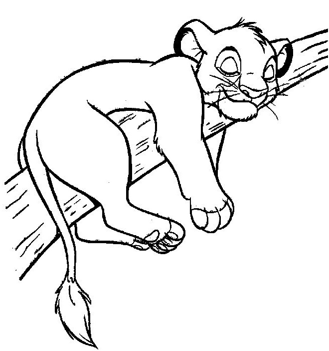 lion sleeping in tree coloring pages