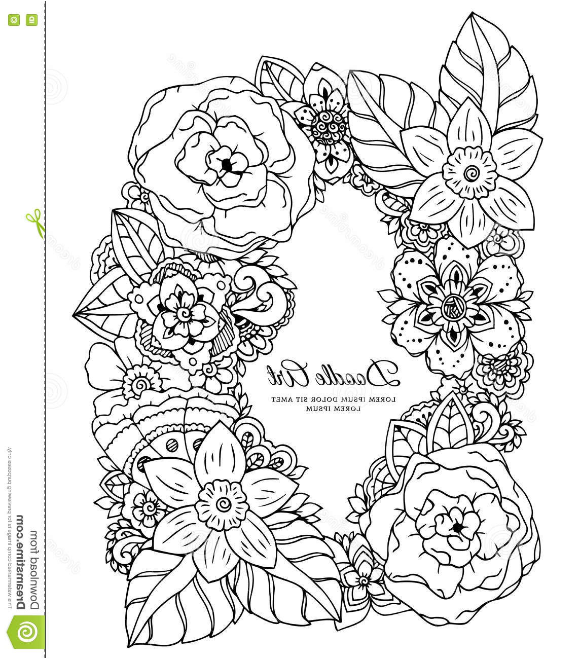 illustration stock illustration de vecteur cadre floral dessin de griffonnage anti effort de livre de coloriage pour des adultes exercices image