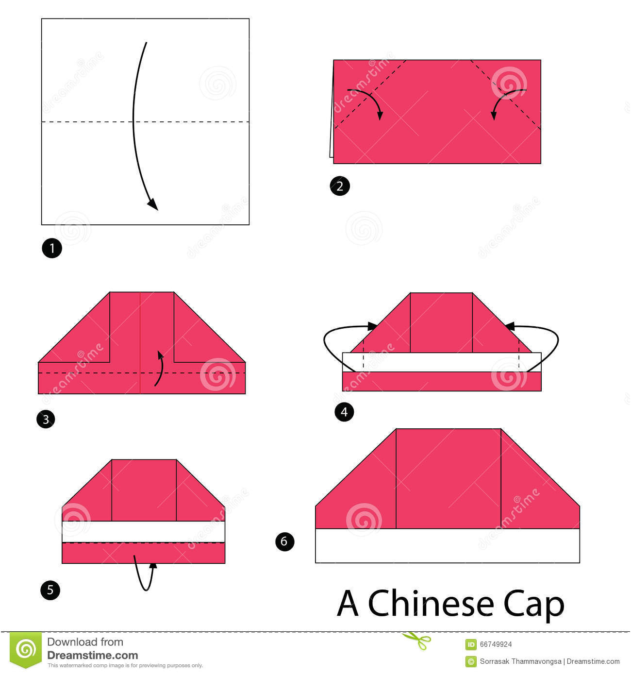 illustration stock instructions étape étape ment faire à origami chapeau chinois image