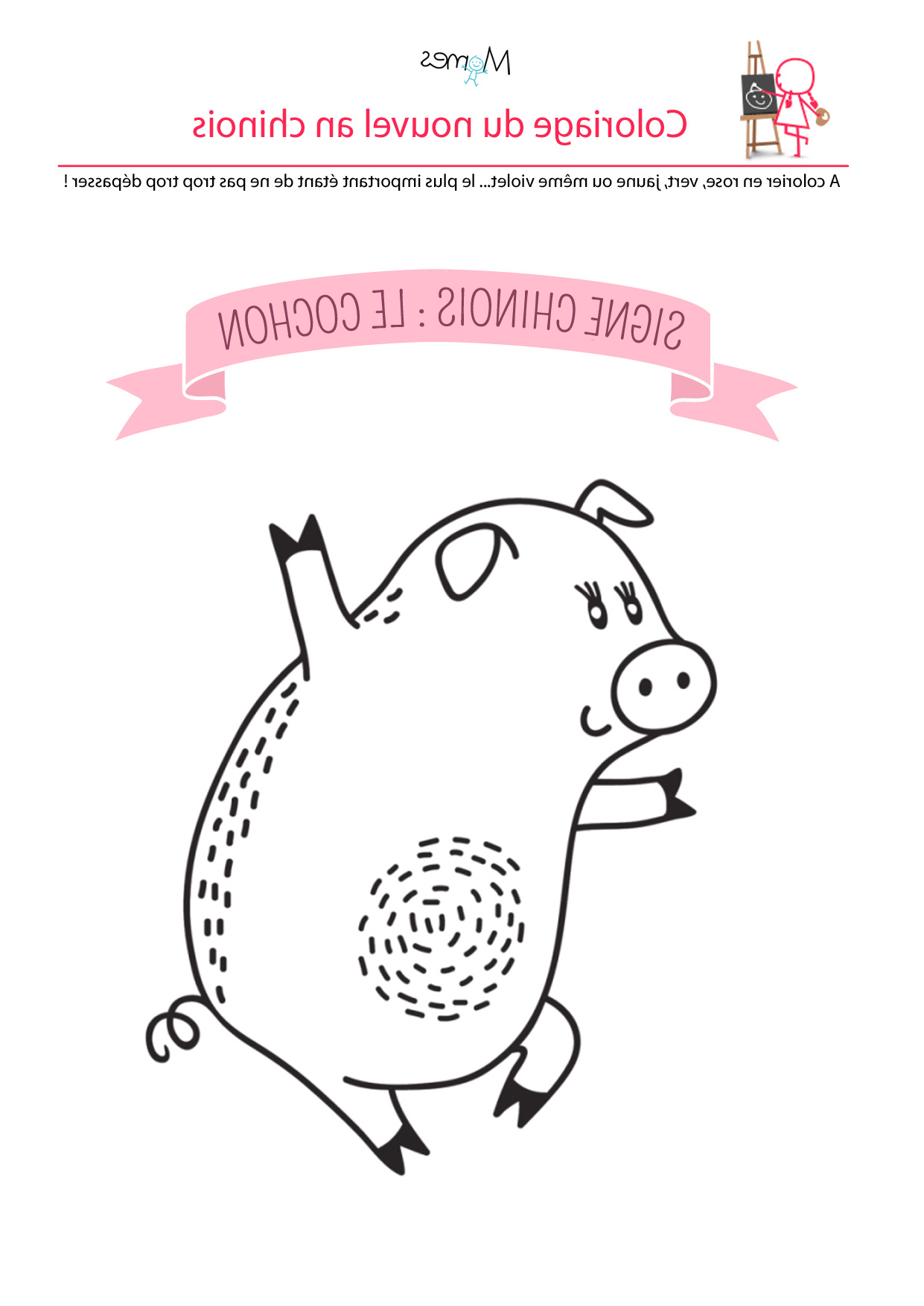 Coloriage du calendrier chinois le cochon
