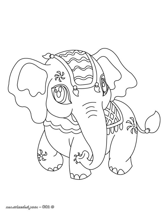 coloriage d un elephant kawaii