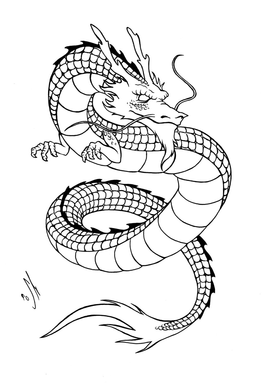 image=chine asie coloriage adulte dragon chinois simple 1