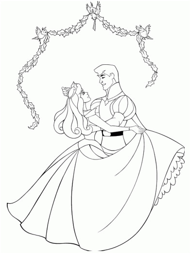 dessin a colorier aurore et son prince