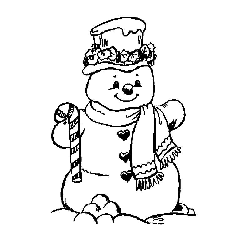 coloriage sapin et bonhomme de neige