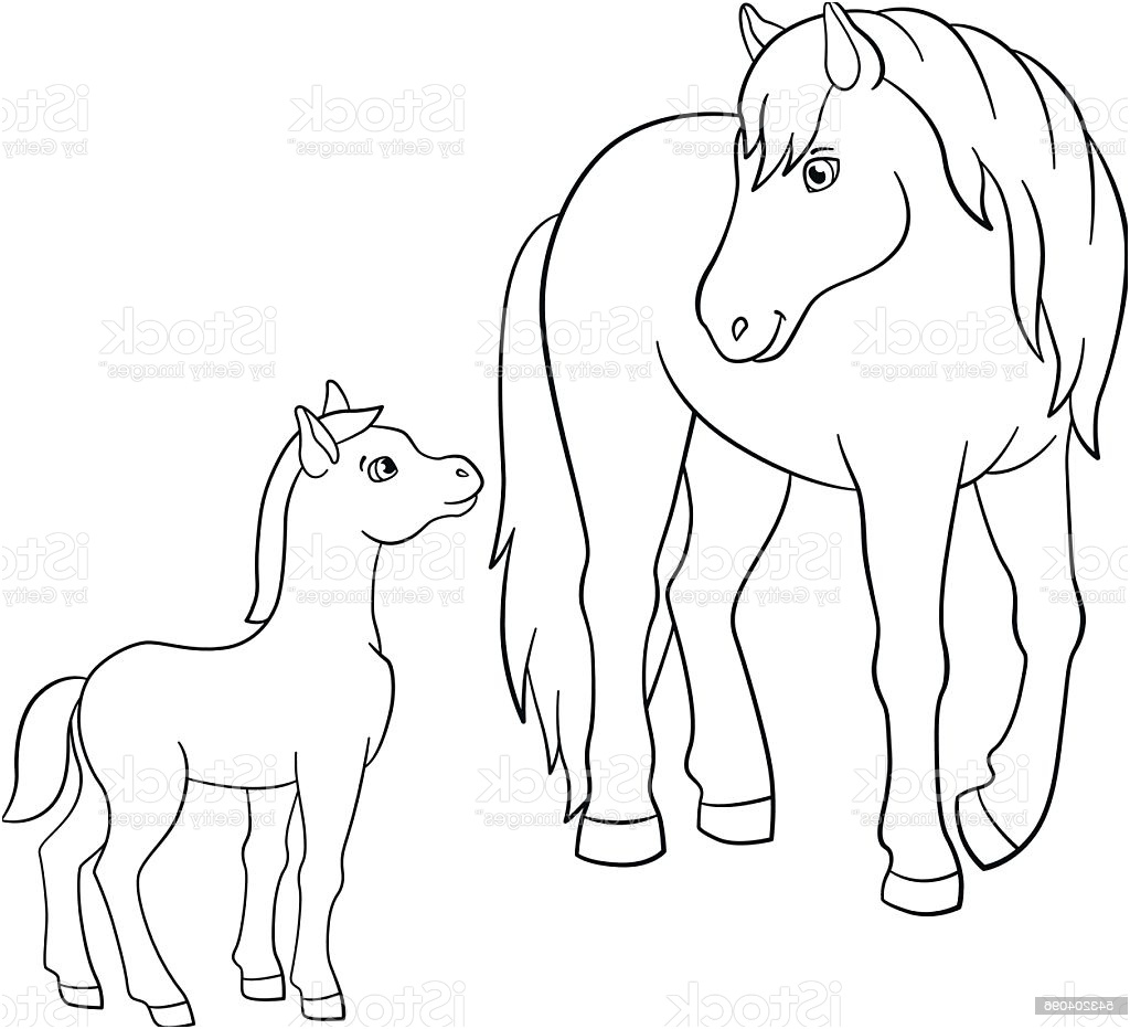 des pages à colorier animaux de la ferme mère cheval et poulain gm