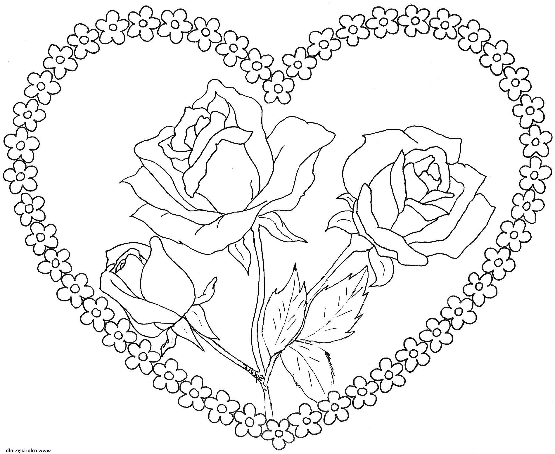 bouquet de fleurs en forme de coeur coloriage dessin