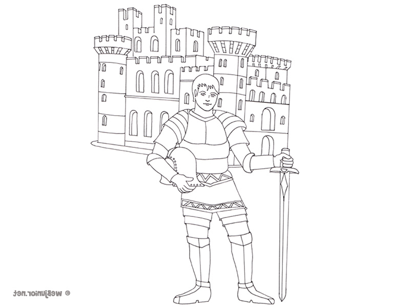 dessin de chevalier et son chateau coloriage