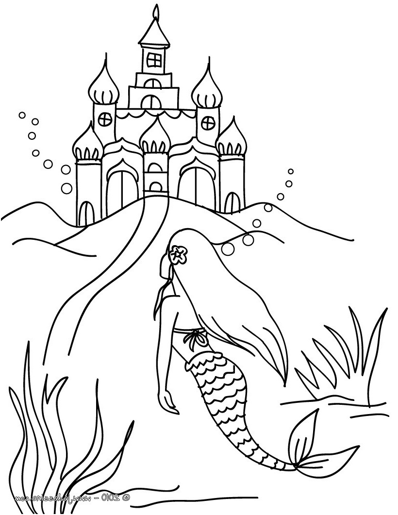 Coloriage De Chateau Frais Coloriages Sirène Et Château à Colorier Fr Hellokids