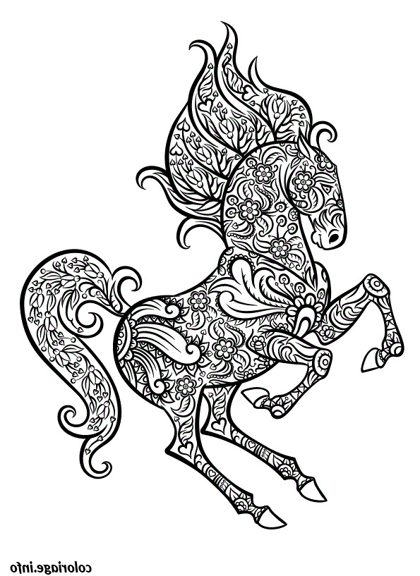 difficile adulte cheval animal coloriage 9589