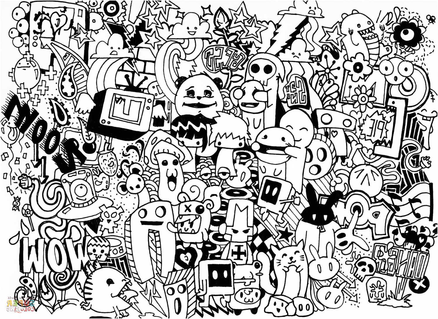 free doodle art coloring pages
