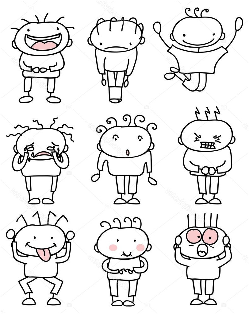 stock illustration doodle drawing of emotions