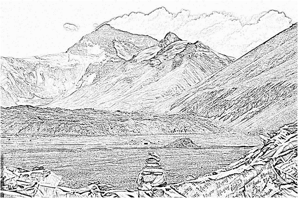 coloriage everest face nord tibet