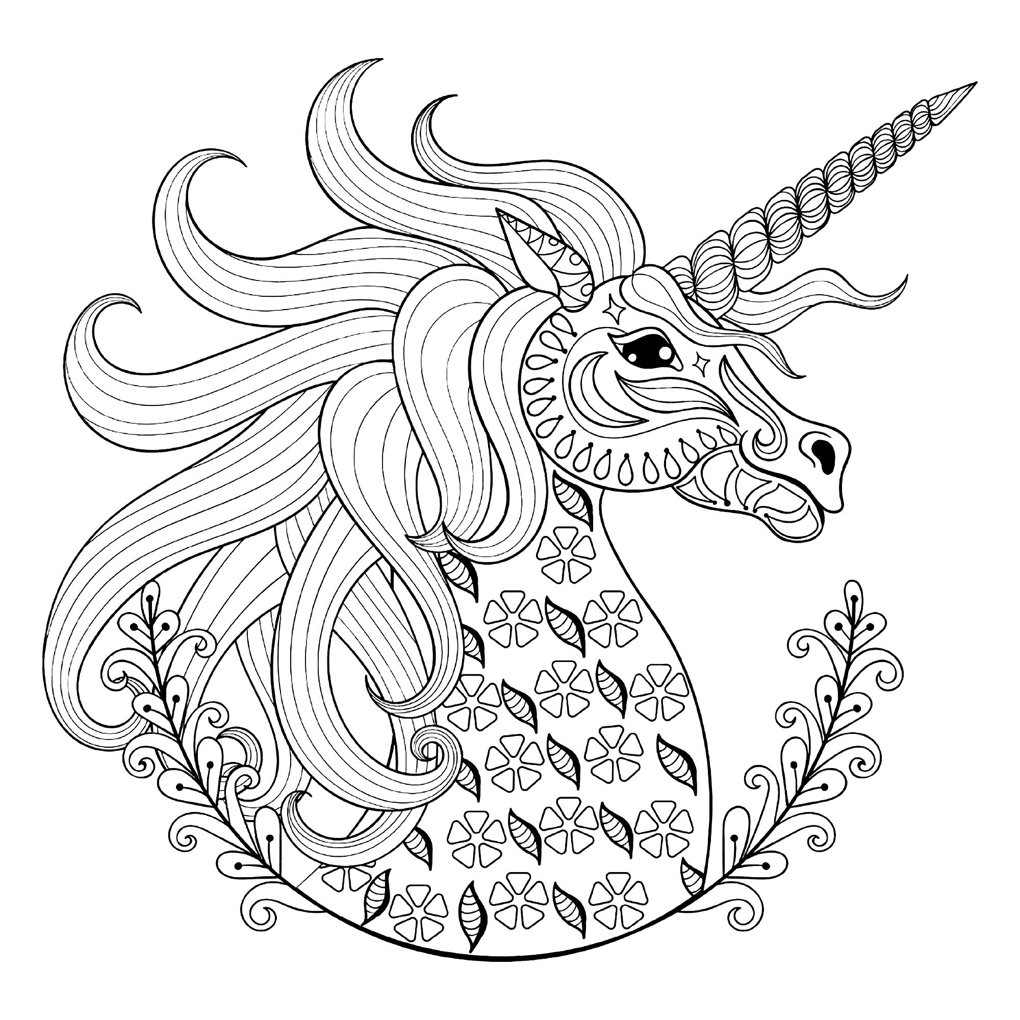 image=licornes coloriage tete de licorne avec motifs 1