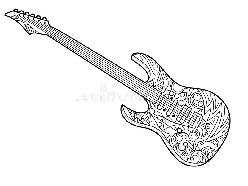 illustration stock livre de coloriage de guitare électrique pour le vecteur d adultes image
