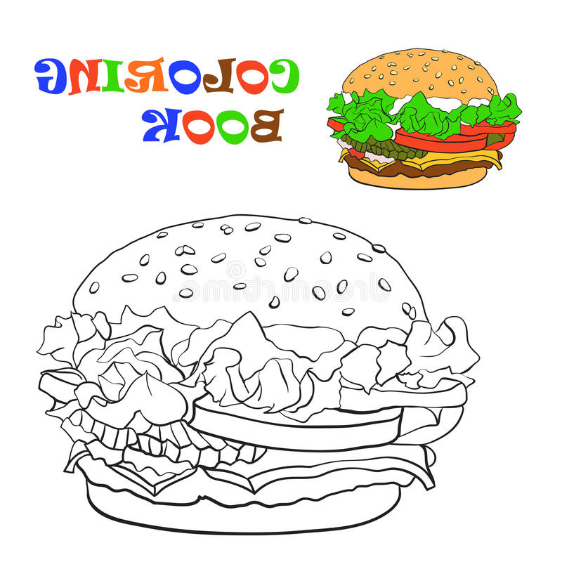 illustration stock hamburger livre de coloriage illustration de vecteur image