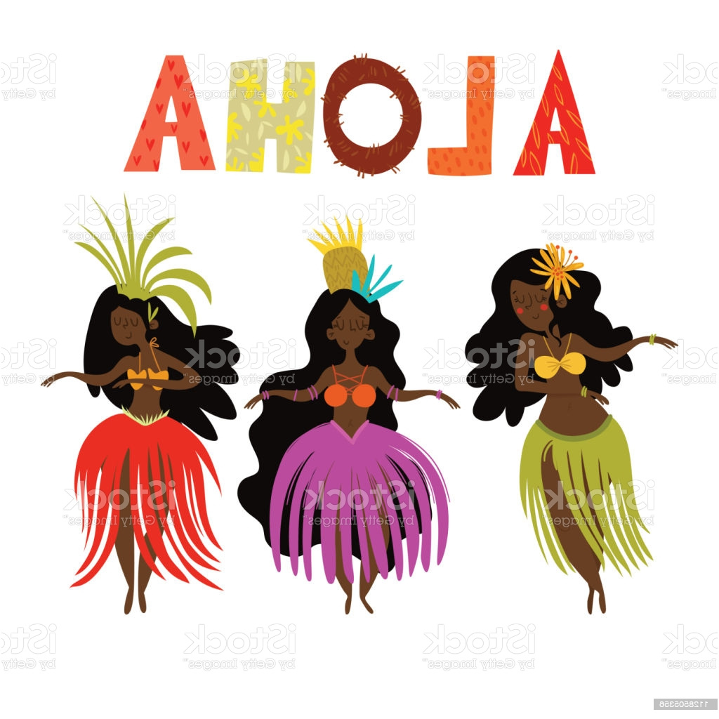 aloha hawaii carte avec filles hawaiian hula illustration de vecteur de dessin gm
