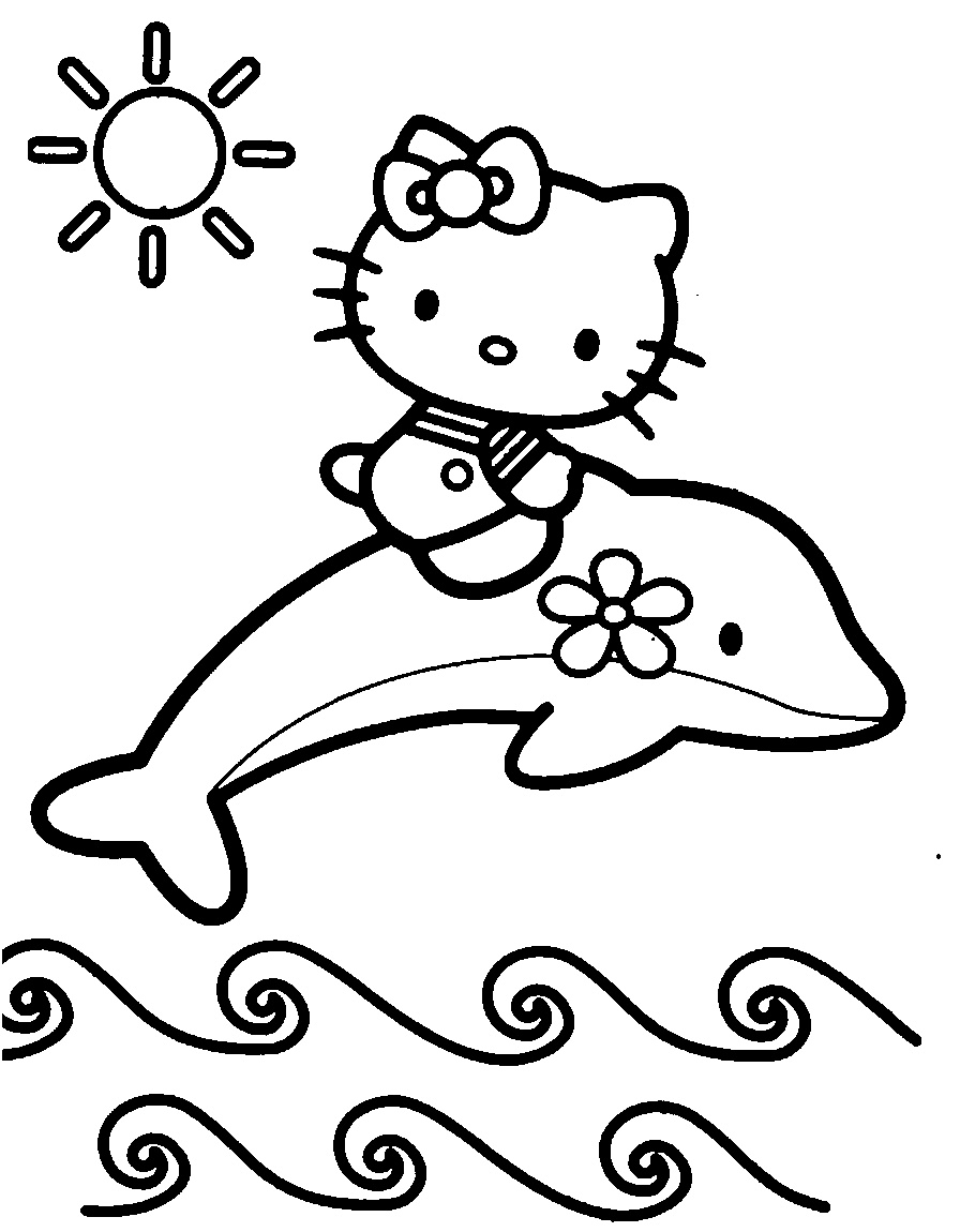 coloriage hello kitty sur le dauphin