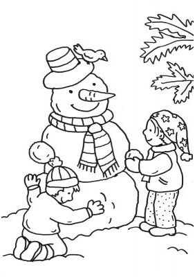 coloriage dhiver enfants fabriquant bonhomme de neige