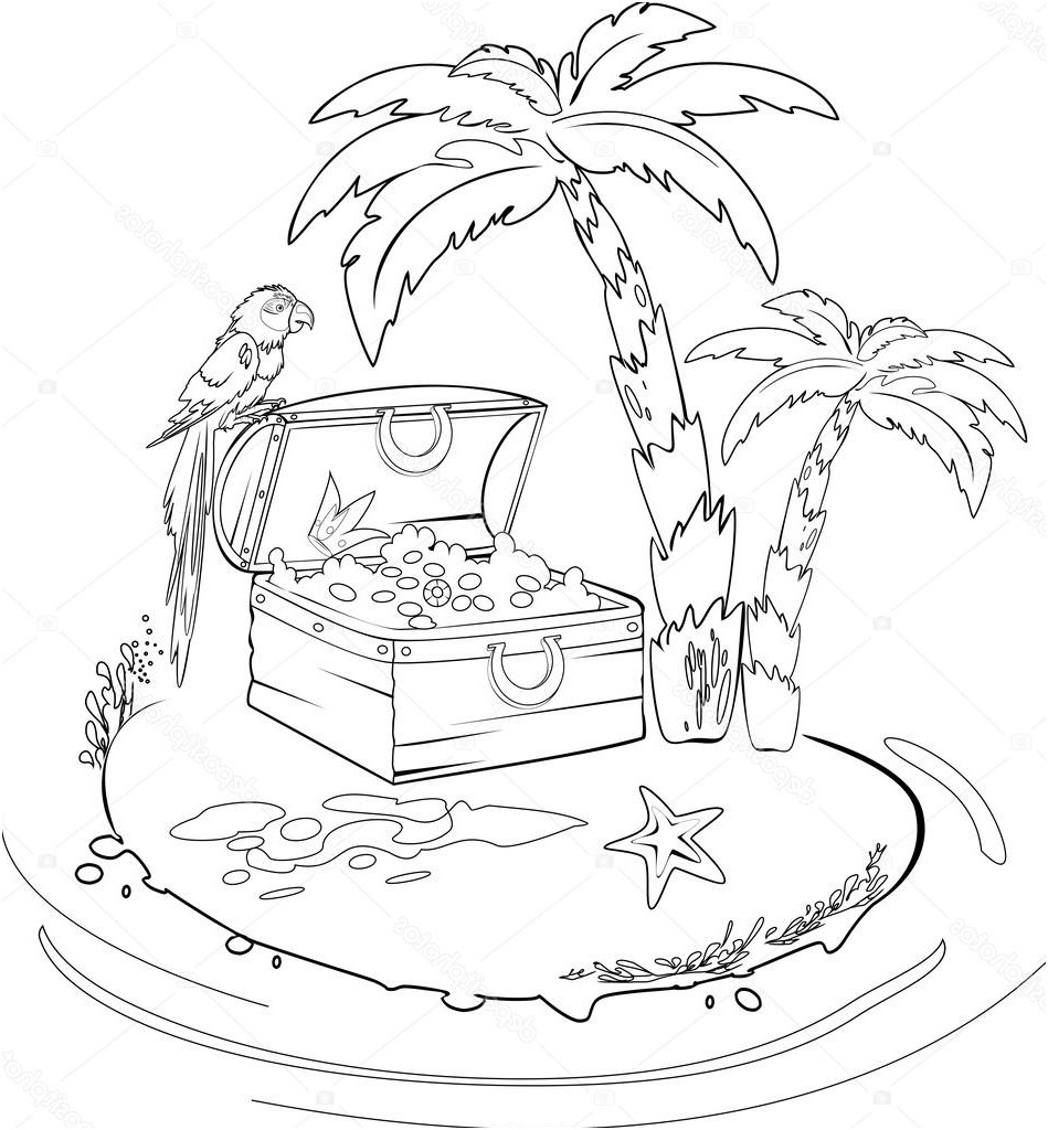 stock illustration coloring with treasure island