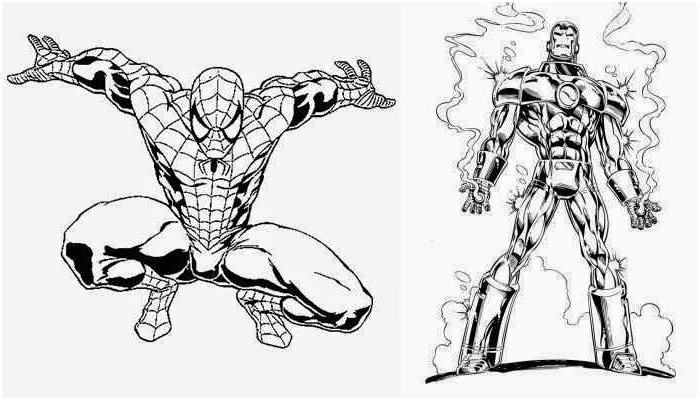 coloriage spiderman iron man