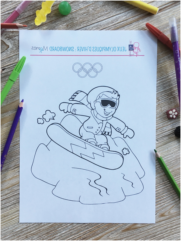 Coloriage Jeux Olympiques d hiver le Snowboard