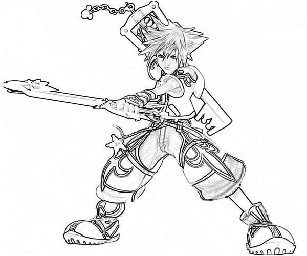 sora fighting skills coloring page