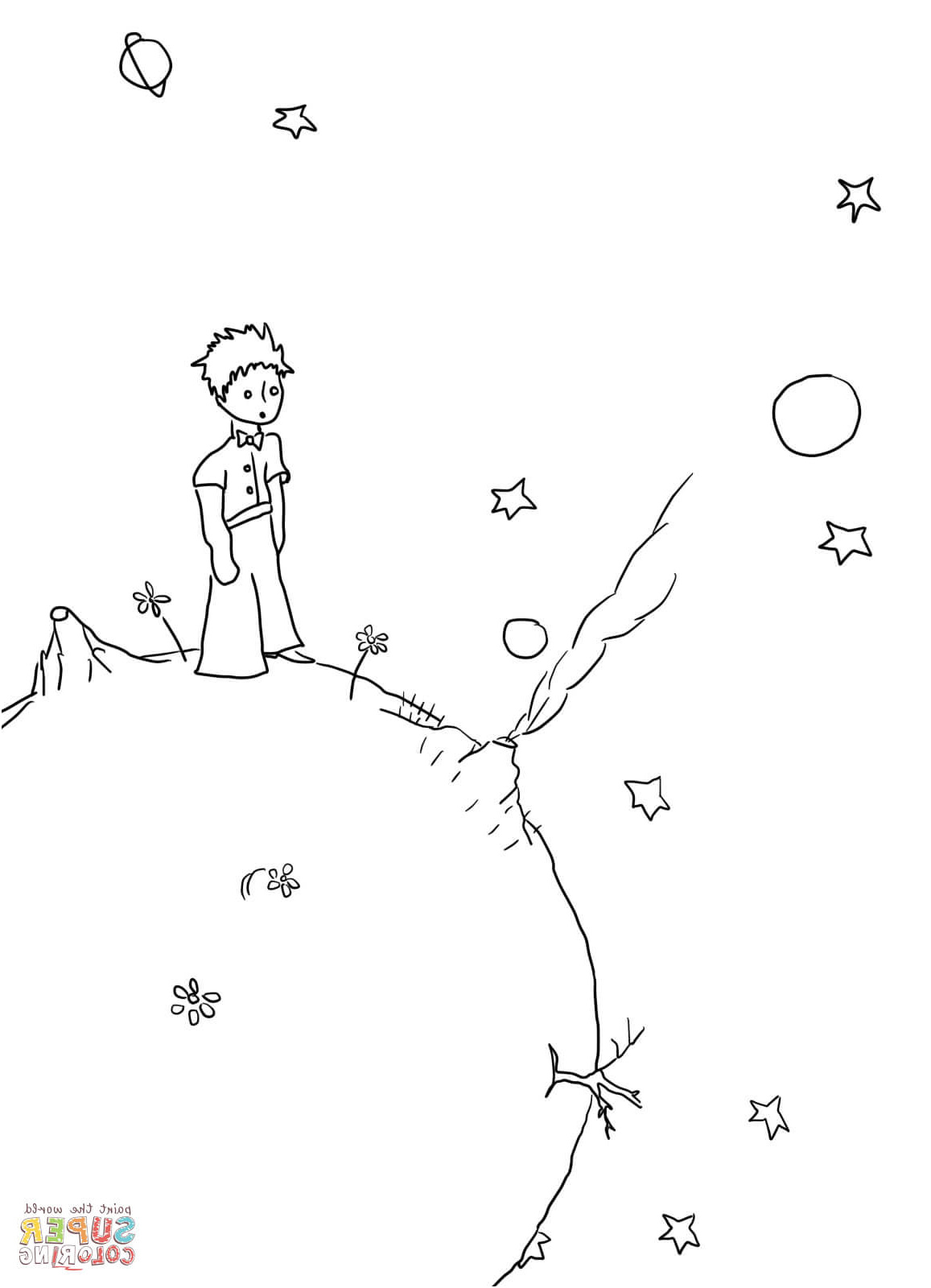 le petit prince sur son asteroide