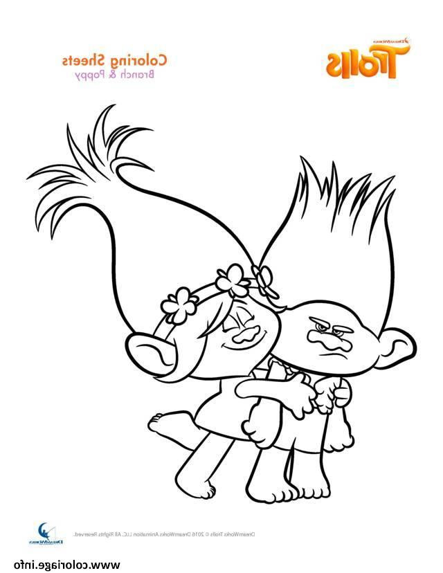 branch and poppy trolls coloriage