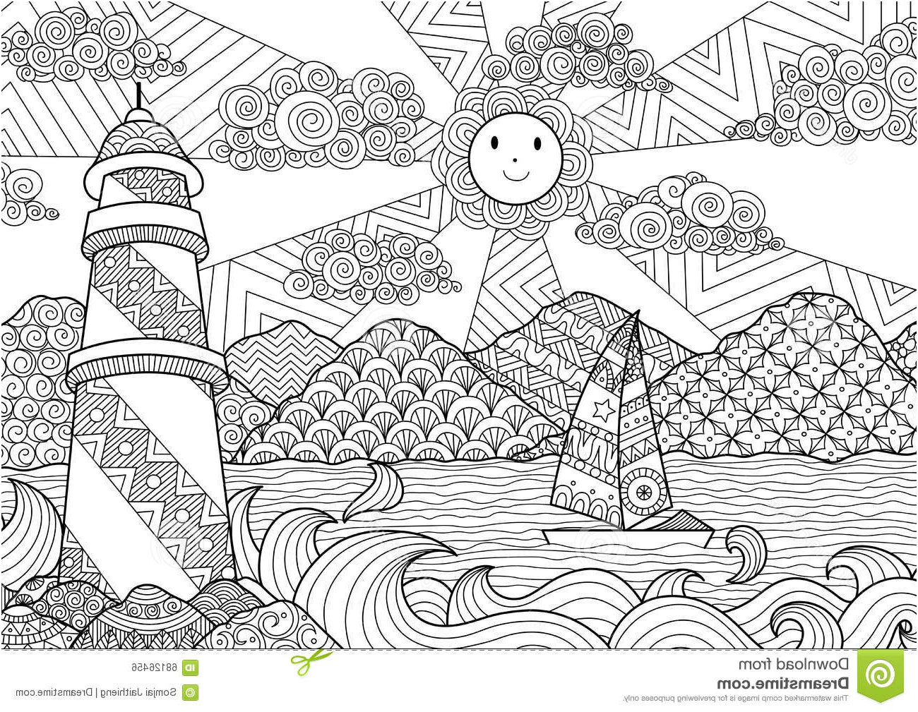 illustration stock paysage marin conception de schma pour livre de coloriage pour l adulte anti coloration d effort actions image