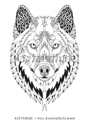 gray wolf head zentangle stylized vector