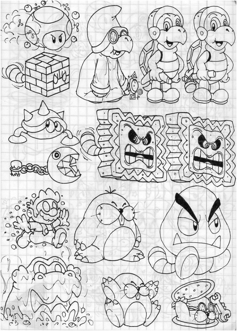 Super Mario 3D Land Enemies Doodles Part 3