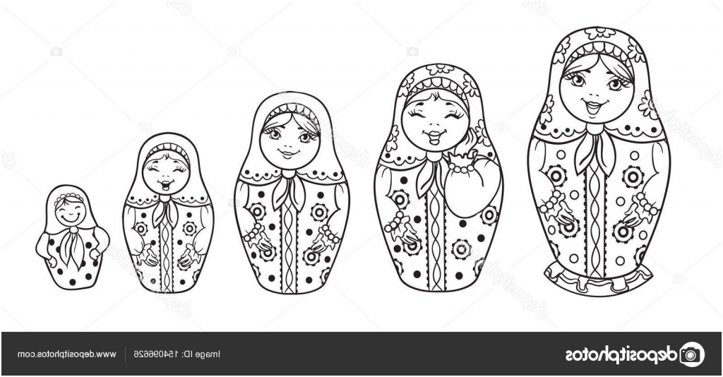 stock illustration russian dolls matrioshka outlined for