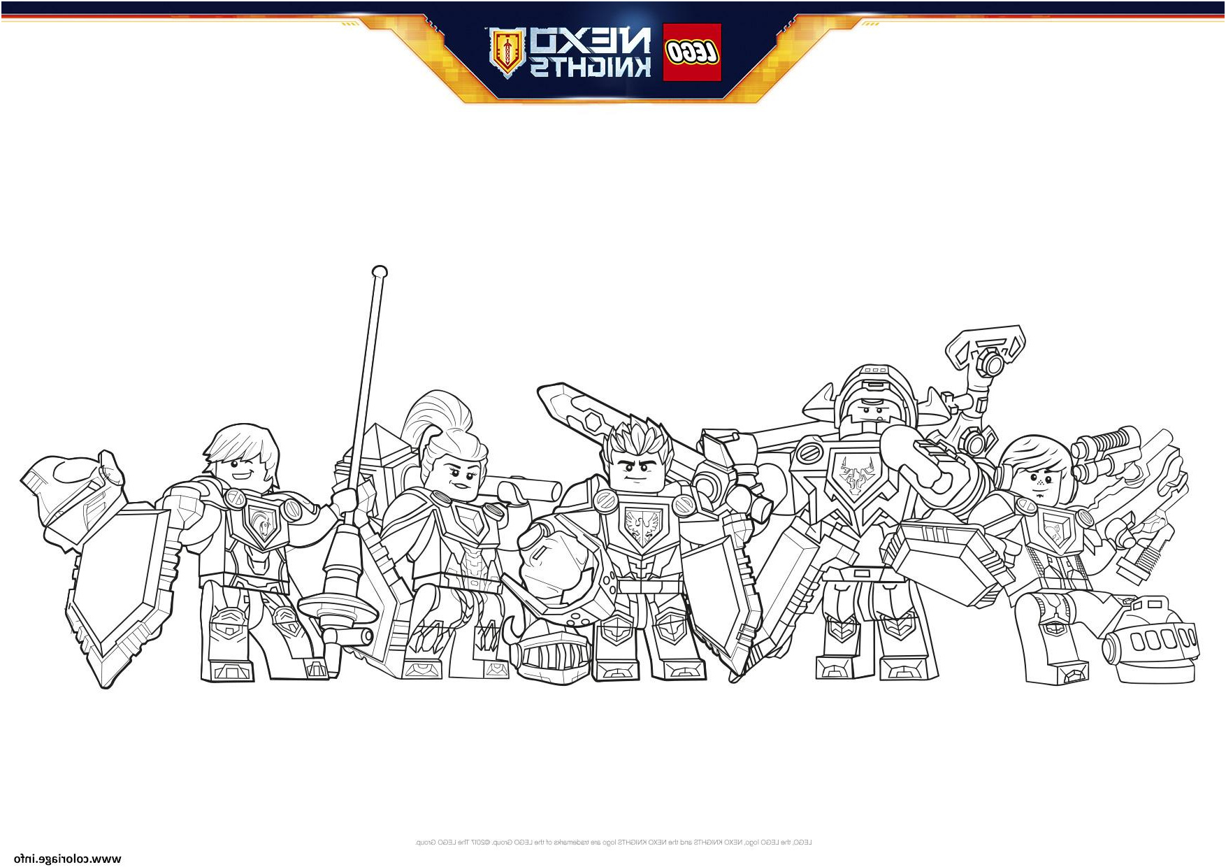 lego nexo knights formation line boucliers coloriage