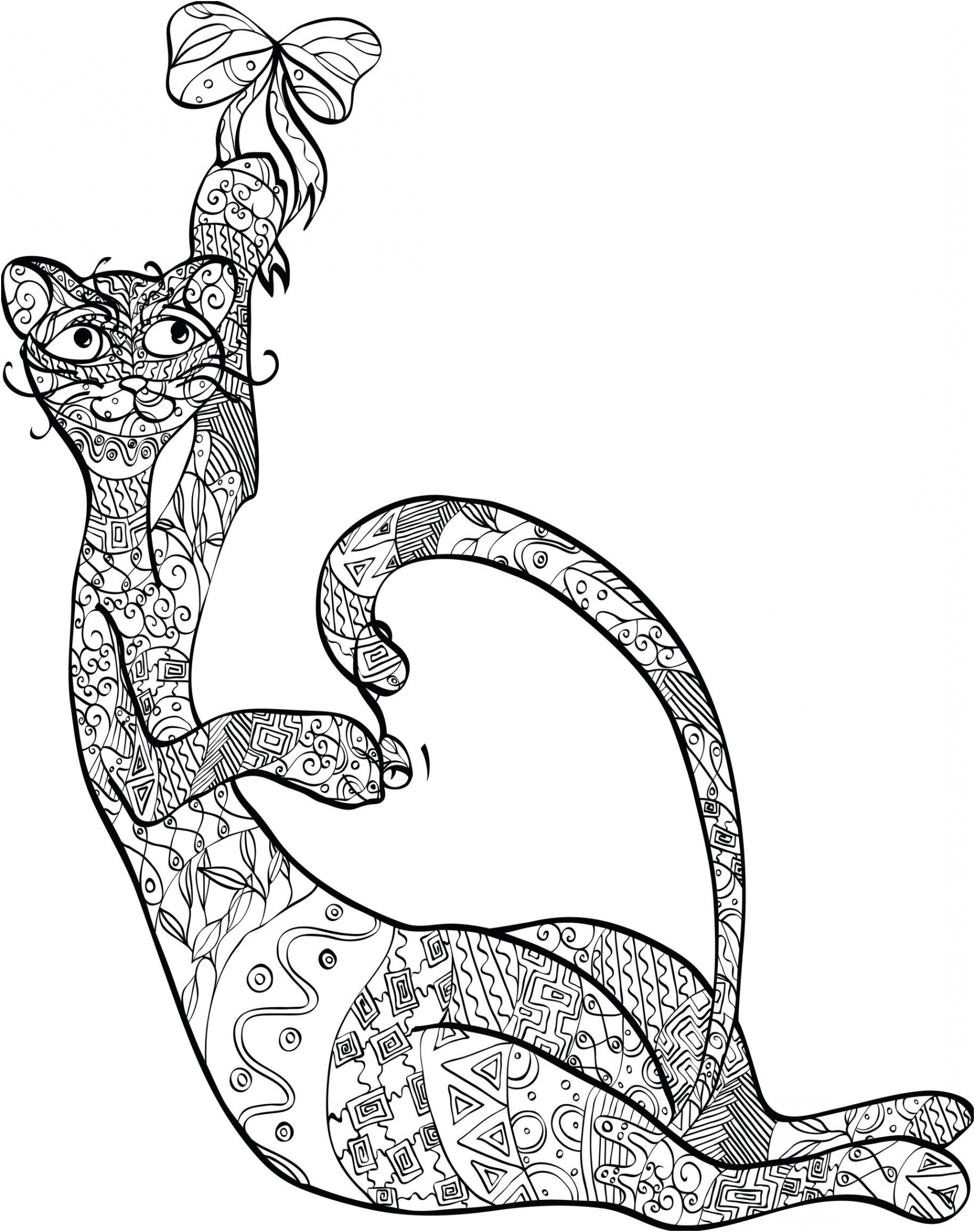 coloriage original de chat aux nombreux motifs in coloriage animaux chat