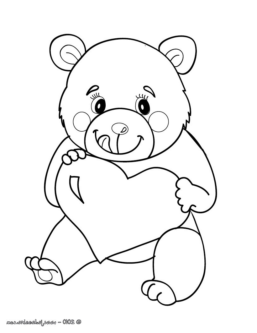 coloriage ours avec un coeur a imprimer