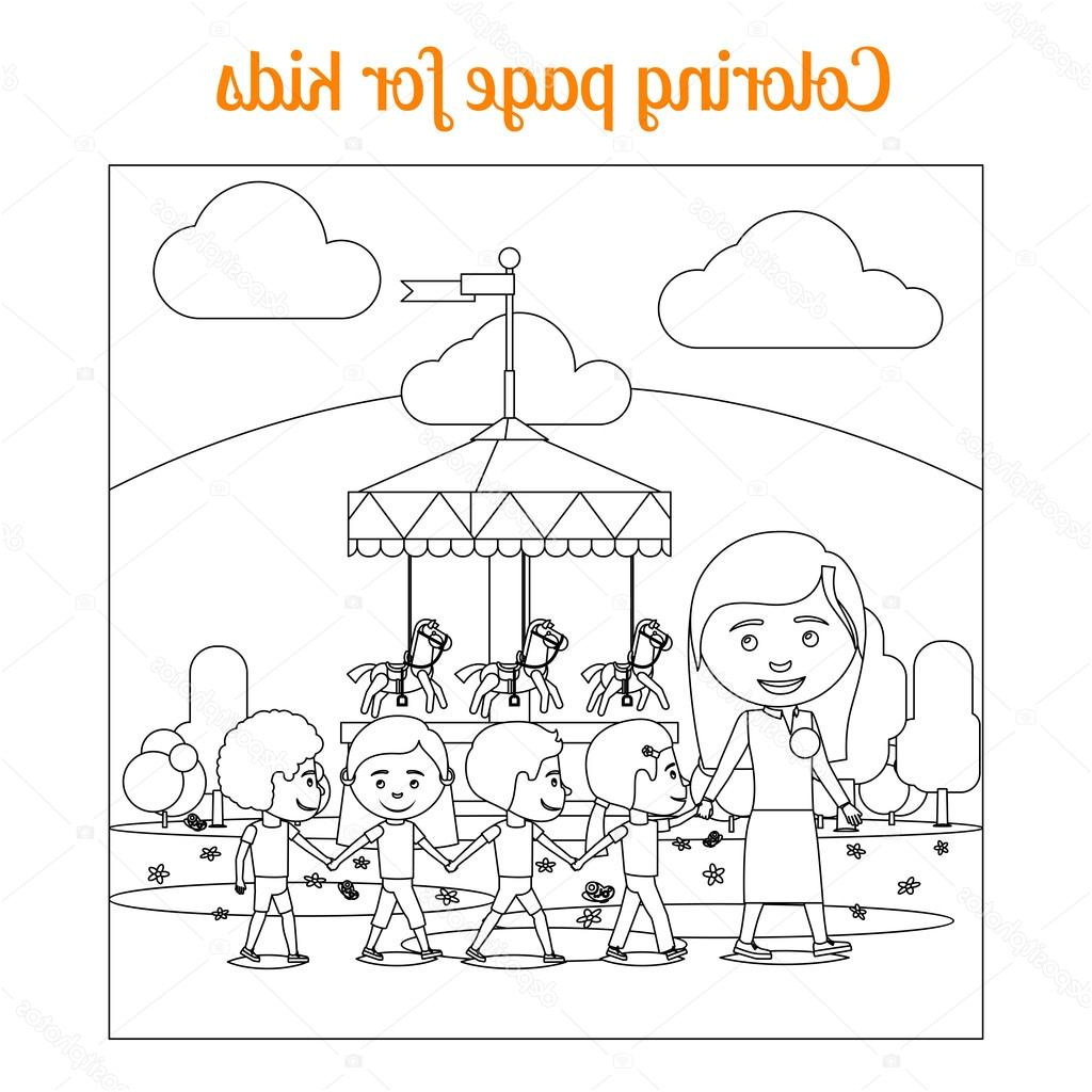 stock illustration coloring page for kids amusement
