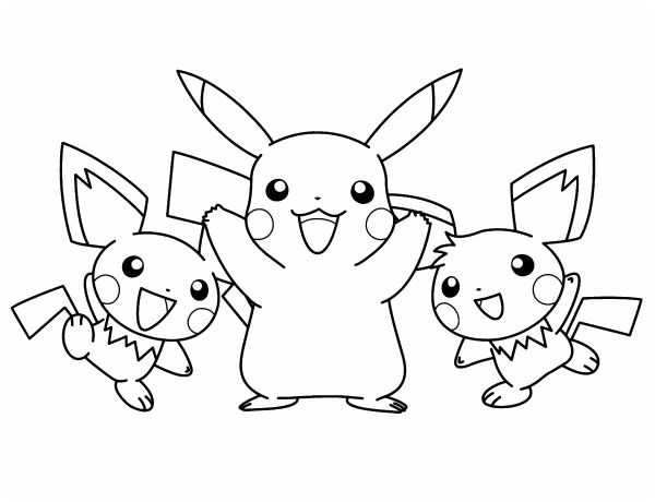 Coloriage De Pichu & Pikachu