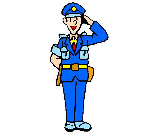 policier qui salue colorie par thomas
